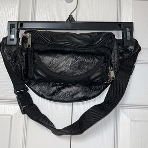 Vintage black leather Fanny pack